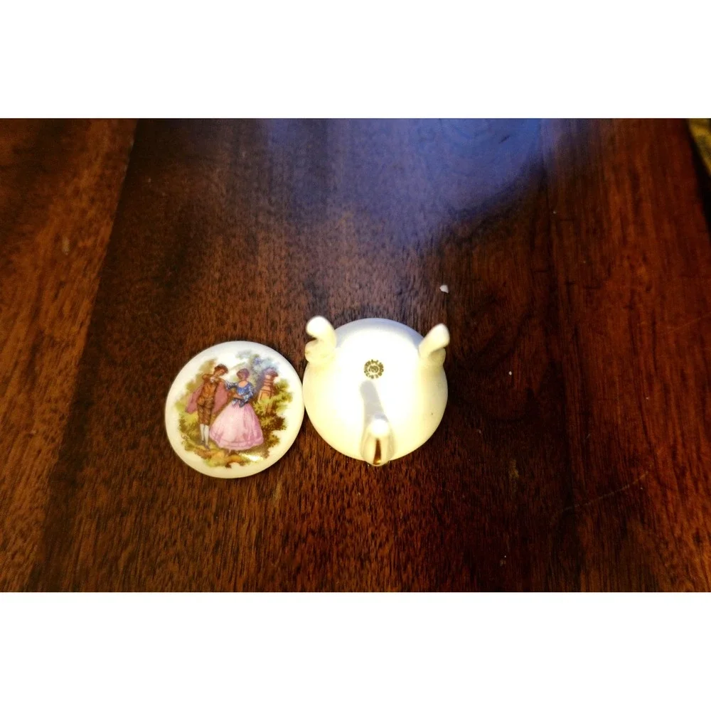antique Limoges France trinket box courting couple 2pc mini collectible